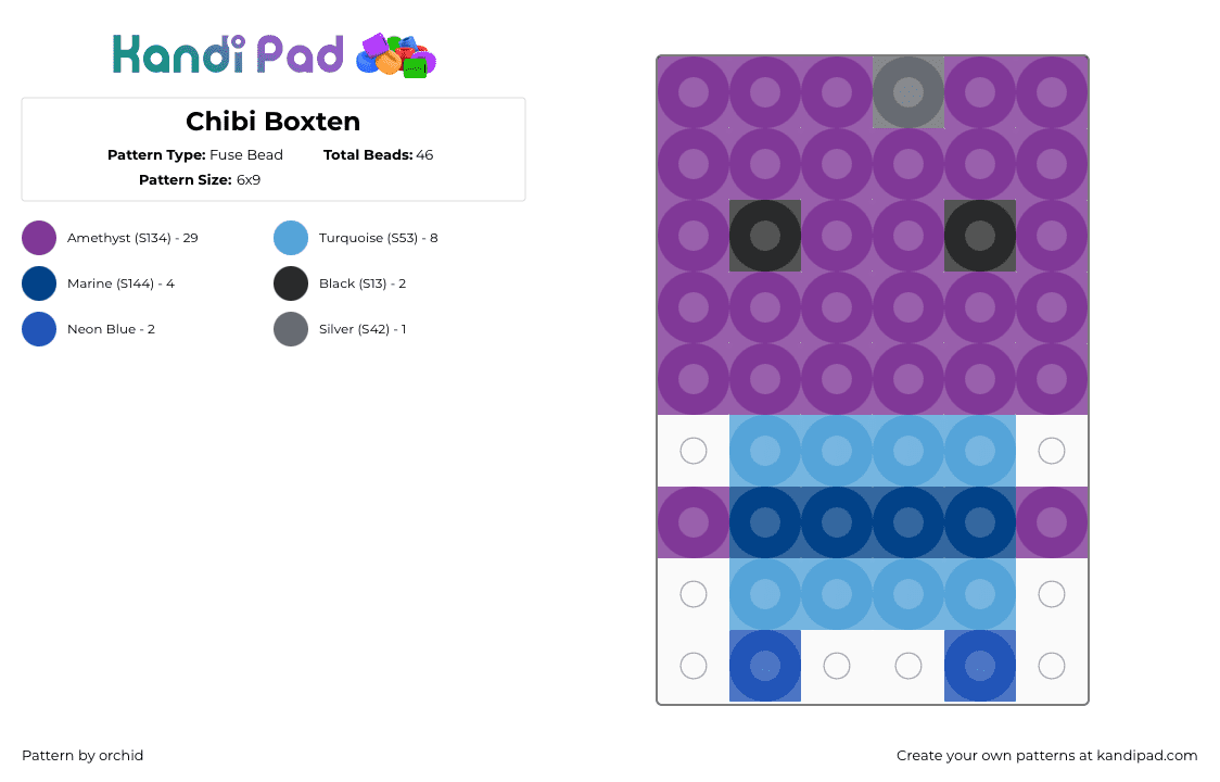 Chibi Boxten - Fuse Bead Pattern by orchid on Kandi Pad - pink