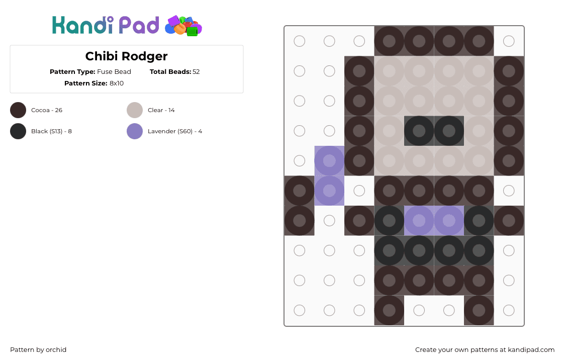 Chibi Rodger - Fuse Bead Pattern by orchid on Kandi Pad - brown