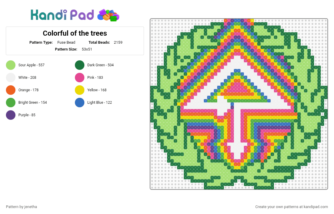 Colorful of the trees - Fuse Bead Pattern by jenetha on Kandi Pad - of the trees,logo,dj,music,edm,neon,green