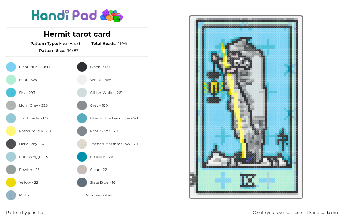 Hermit tarot card - Fuse Bead Pattern by jenetha on Kandi Pad - beige,gray,light blue
