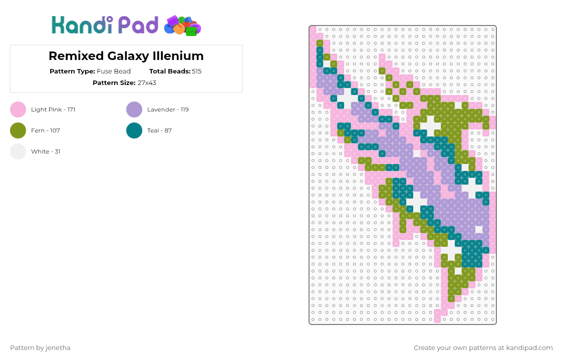 Remixed Galaxy Illenium - Fuse Bead Pattern by jenetha on Kandi Pad - pink