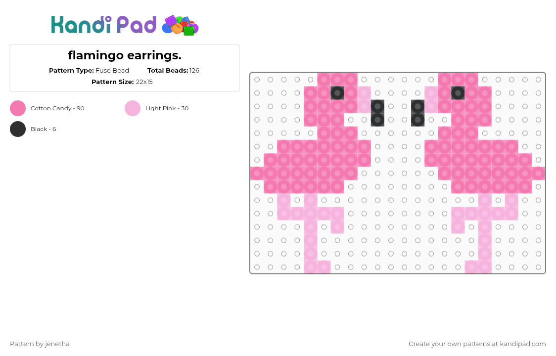 flamingo earrings. - Fuse Bead Pattern by jenetha on Kandi Pad - pink