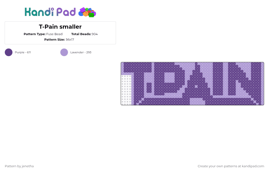 T-Pain smaller - Fuse Bead Pattern by jenetha on Kandi Pad - purple,pink
