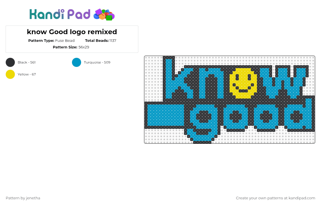 know Good logo remixed - Fuse Bead Pattern by jenetha on Kandi Pad - light blue
