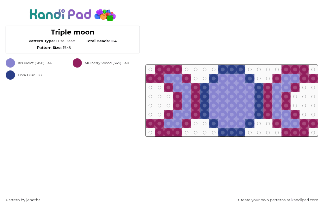 Triple moon Fuse Bead Pattern - Kandi Pad | Kandi Patterns, Fuse Bead ...