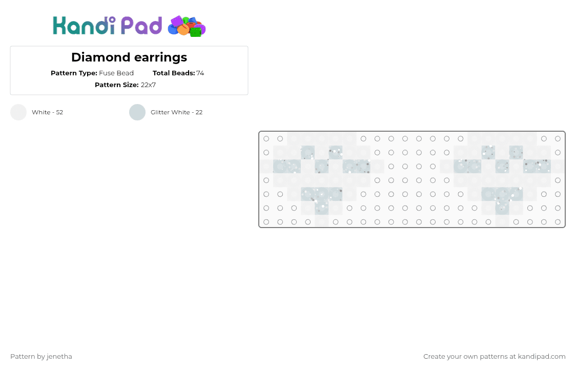 Diamond earrings - Fuse Bead Pattern by jenetha on Kandi Pad - white