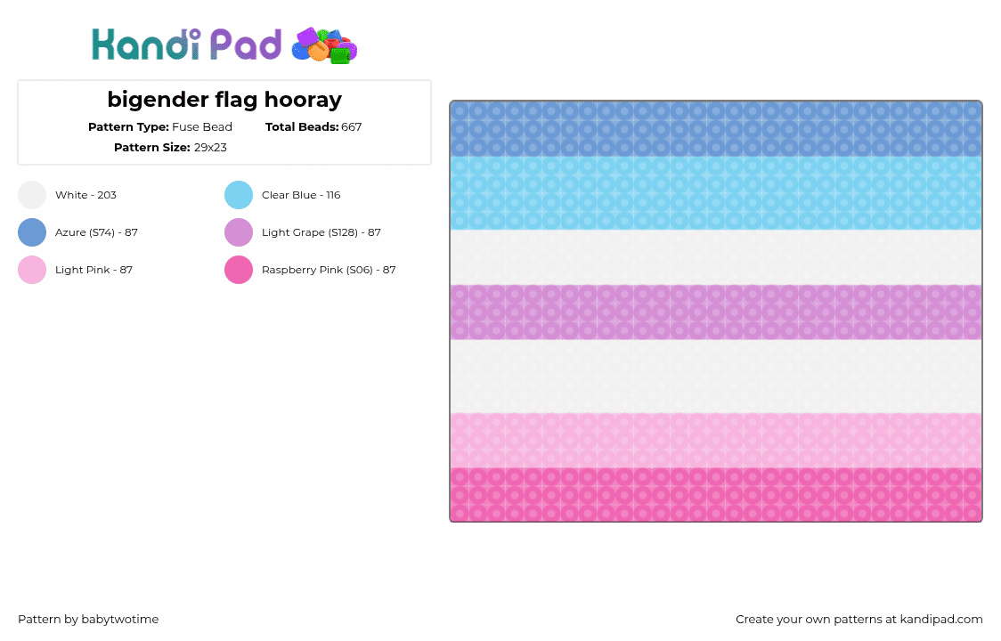 bigender flag hooray - Fuse Bead Pattern by babytwotime on Kandi Pad - 