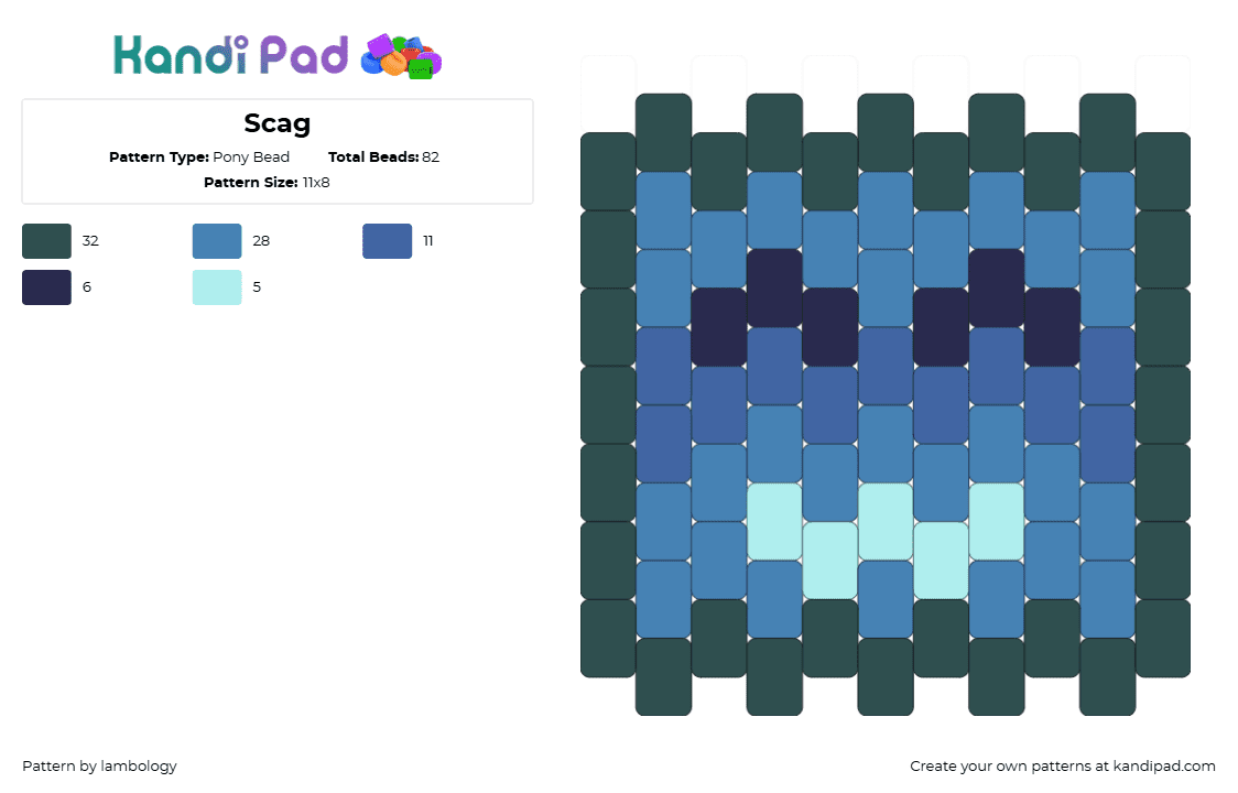 Scag - Pony Bead Pattern by lambology on Kandi Pad - gray,blue,scag,regretevator,roblox