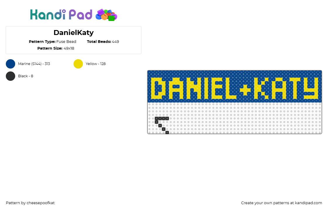 DanielKaty - Fuse Bead Pattern by cheesepoofkat on Kandi Pad - yellow,blue