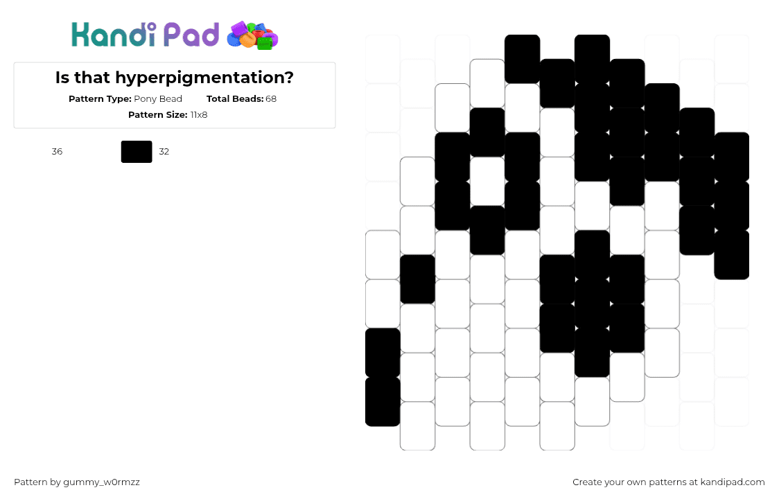 Is that hyperpigmentation? - Pony Bead Pattern by gummy_w0rmzz on Kandi Pad - black,white