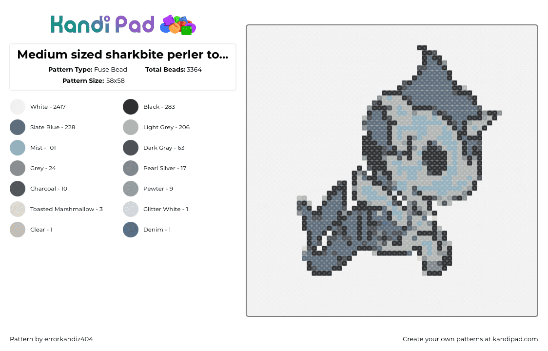 Medium sized sharkbite perler tokidoki! - Fuse Bead Pattern by errorkandiz404 on Kandi Pad - 