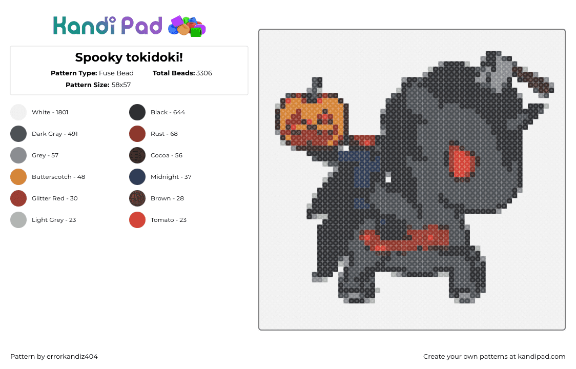 Spooky tokidoki! - Fuse Bead Pattern by errorkandiz404 on Kandi Pad - white,gray