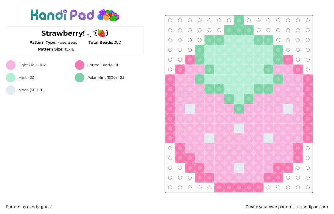 Strawberry! ˗ˏˋ꒰🍓꒱ - Fuse Bead Pattern by c4ndy_gutzz on Kandi Pad - pink