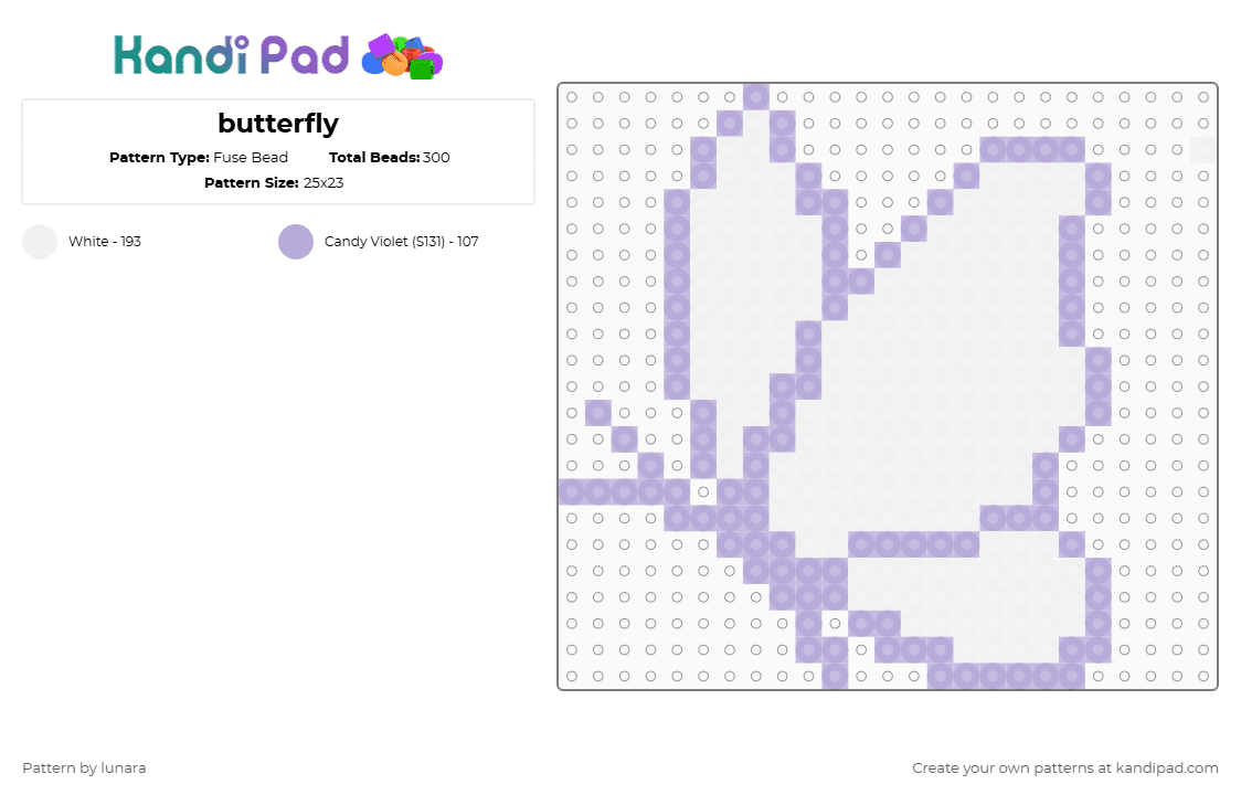 butterfly - Fuse Bead Pattern by lunara on Kandi Pad - pink,white