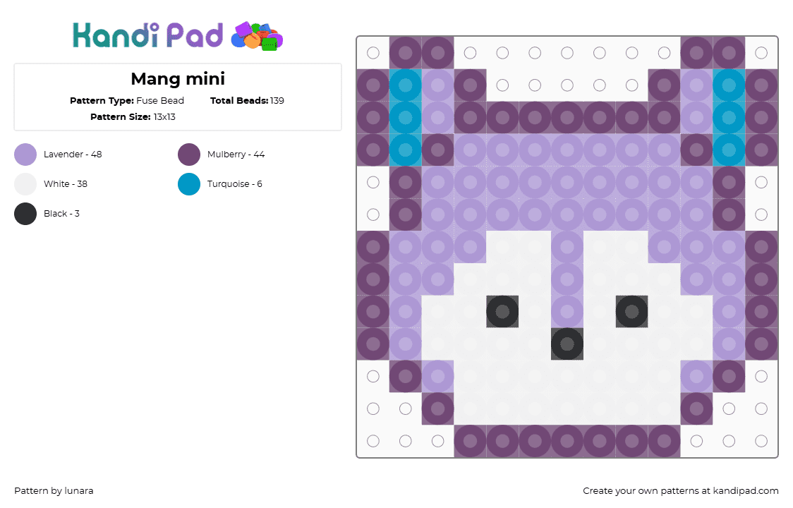 Mang mini - Fuse Bead Pattern by lunara on Kandi Pad - pink