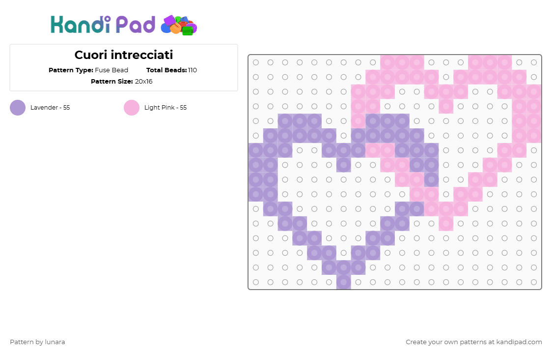 Cuori intrecciati - Fuse Bead Pattern by lunara on Kandi Pad - pink