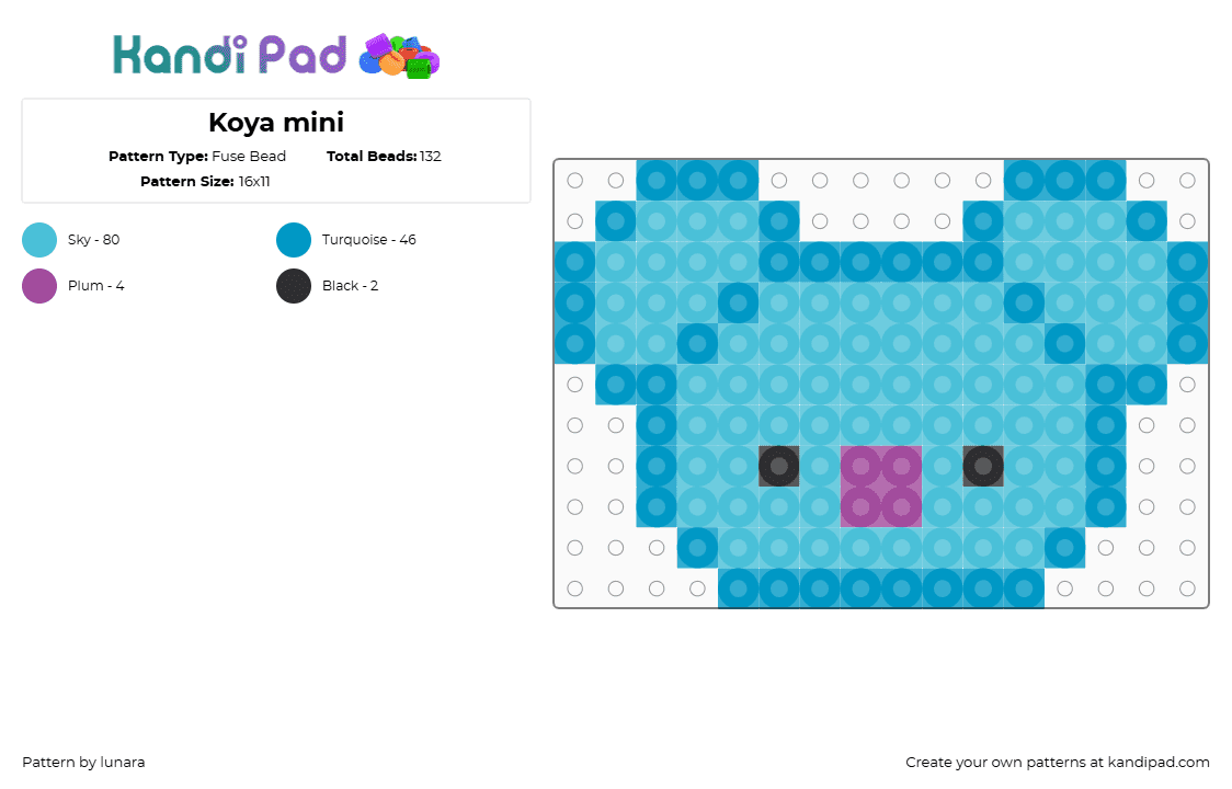 Koya mini - Fuse Bead Pattern by lunara on Kandi Pad - light blue