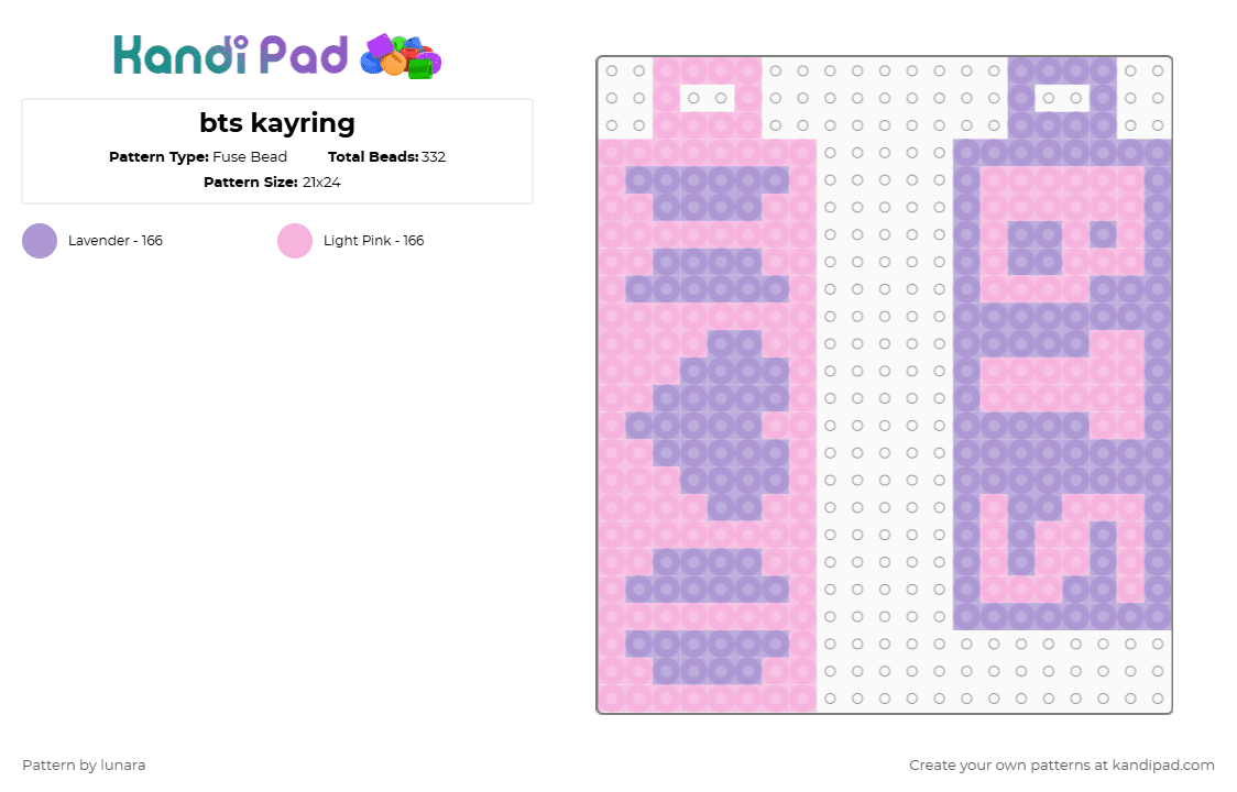 bts kayring - Fuse Bead Pattern by lunara on Kandi Pad - pink