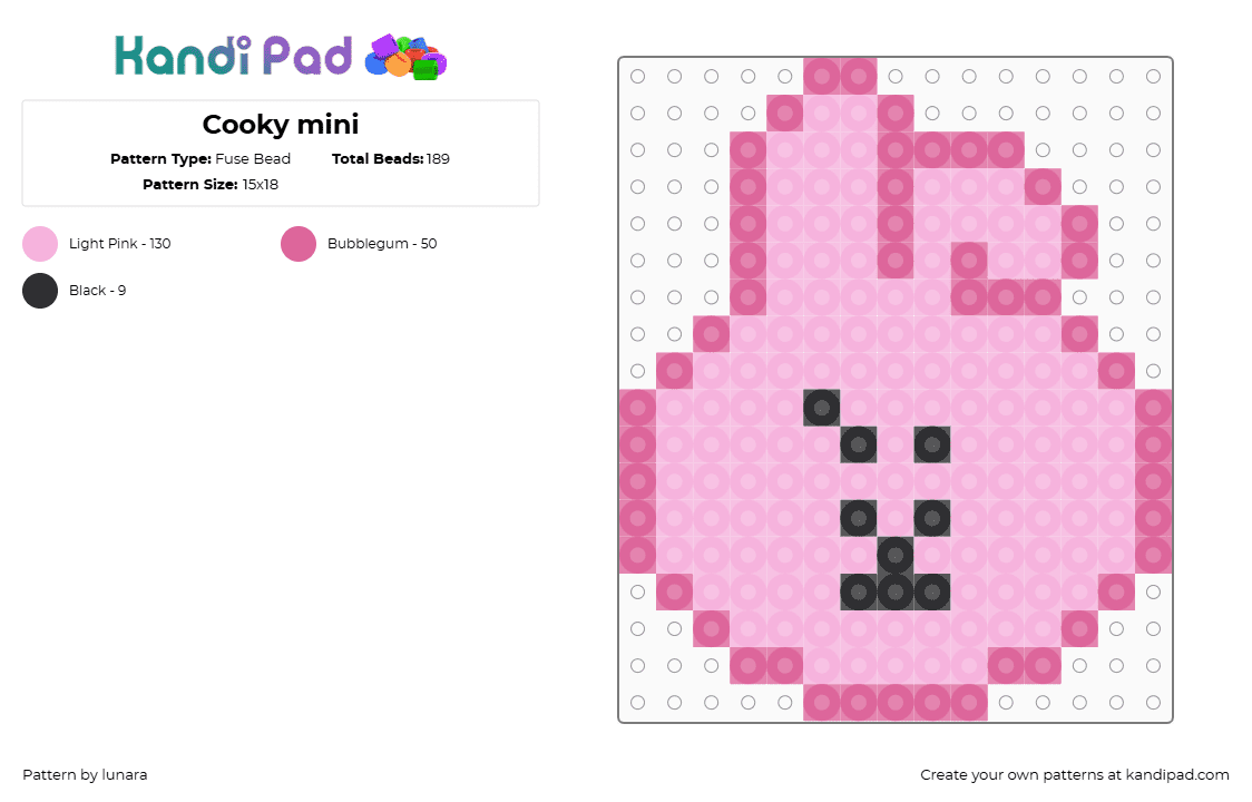 Cooky mini - Fuse Bead Pattern by lunara on Kandi Pad - pink