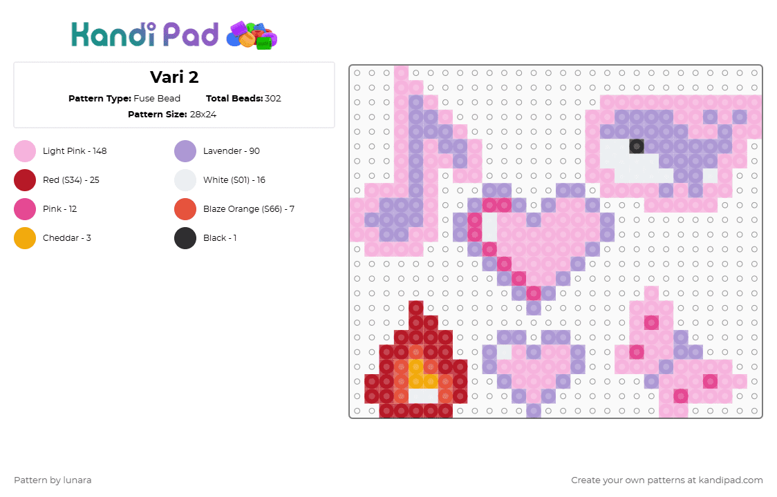 Vari 2 - Fuse Bead Pattern by lunara on Kandi Pad - pink