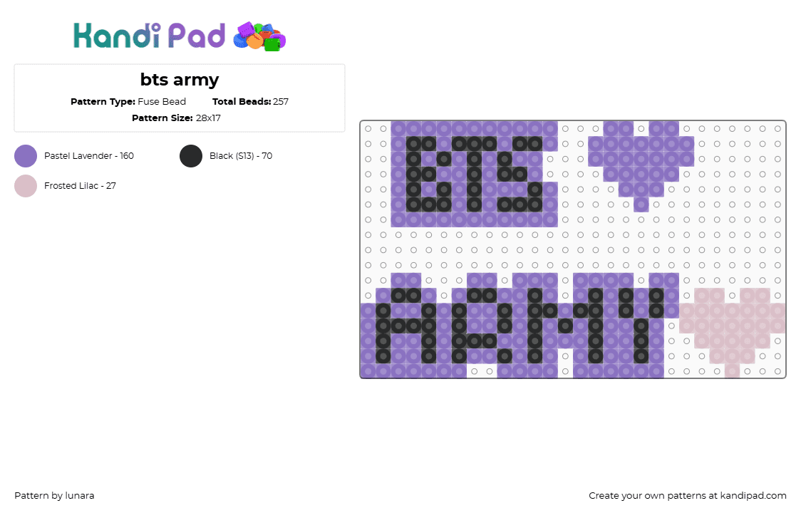 bts army - Fuse Bead Pattern by lunara on Kandi Pad - blue