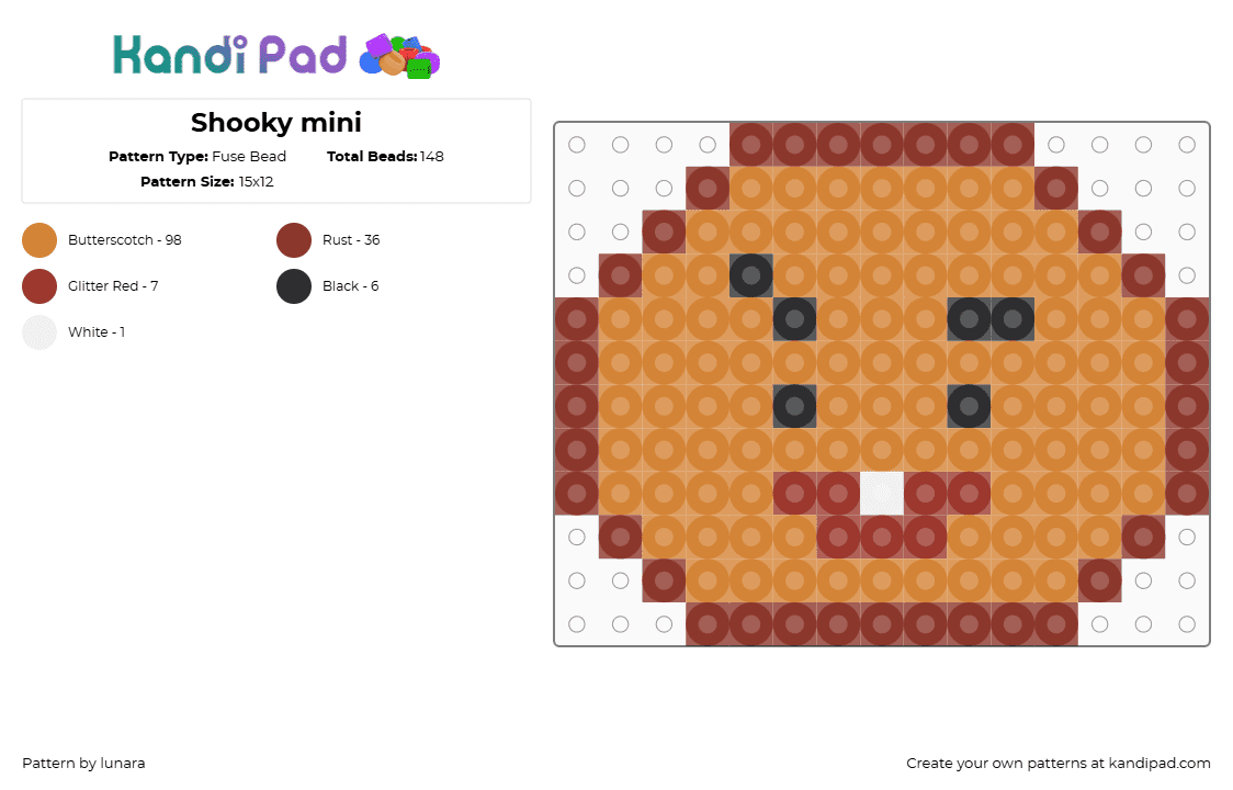 Shooky mini - Fuse Bead Pattern by lunara on Kandi Pad - red,orange