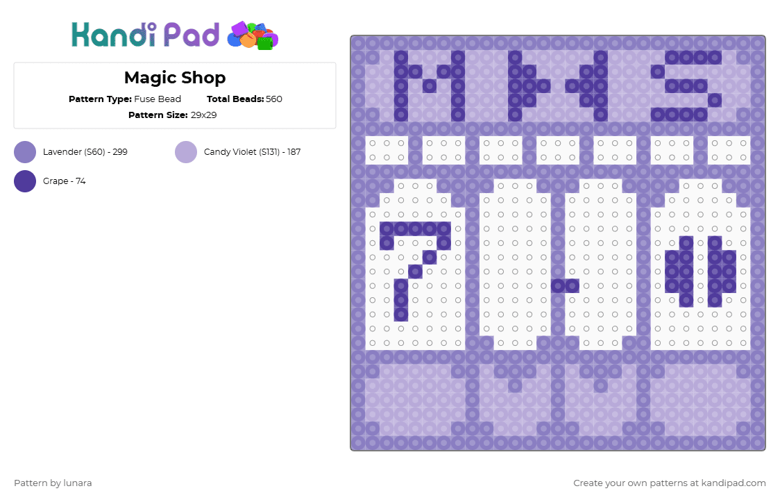 Magic Shop - Fuse Bead Pattern by lunara on Kandi Pad - pink