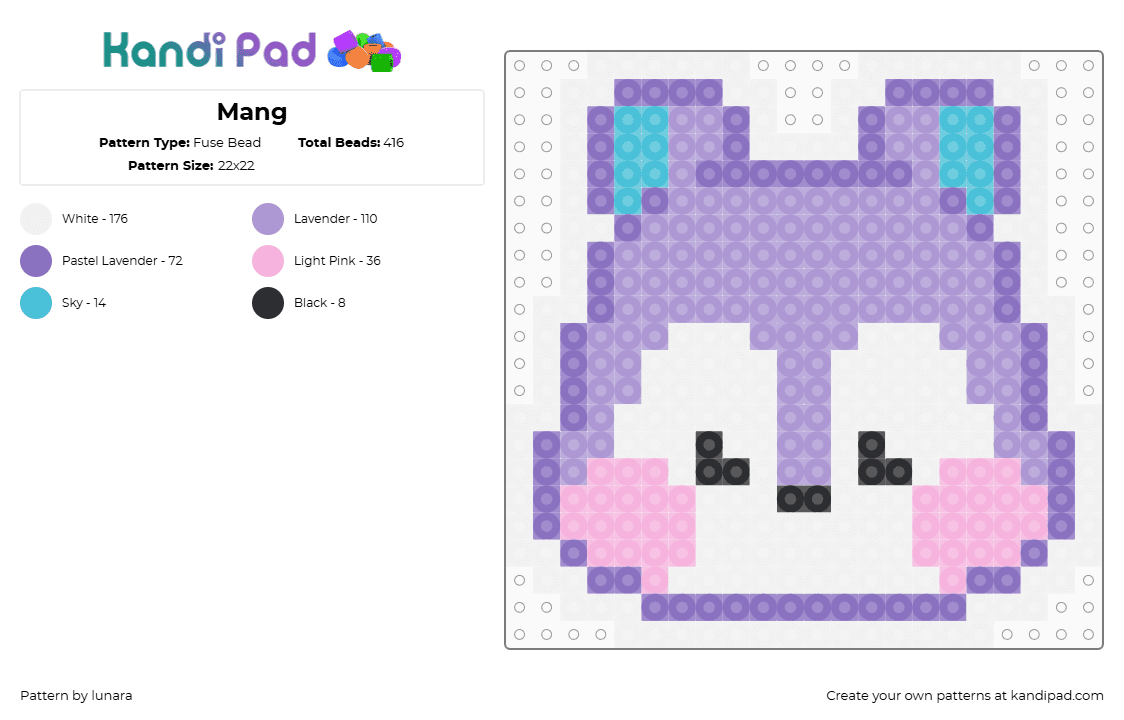 Mang - Fuse Bead Pattern by lunara on Kandi Pad - pink