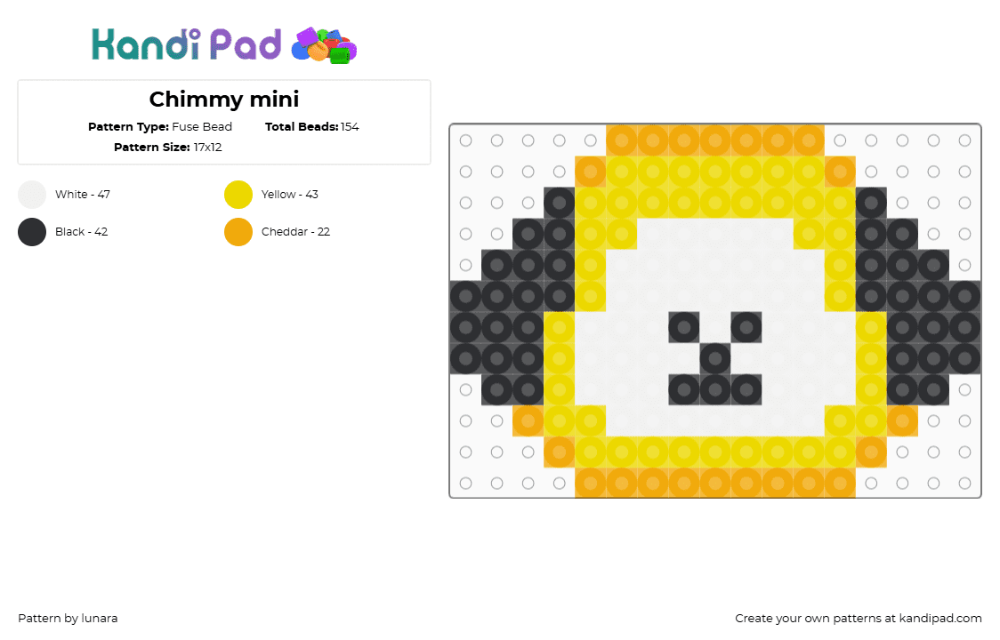 Chimmy mini - Fuse Bead Pattern by lunara on Kandi Pad - orange,yellow