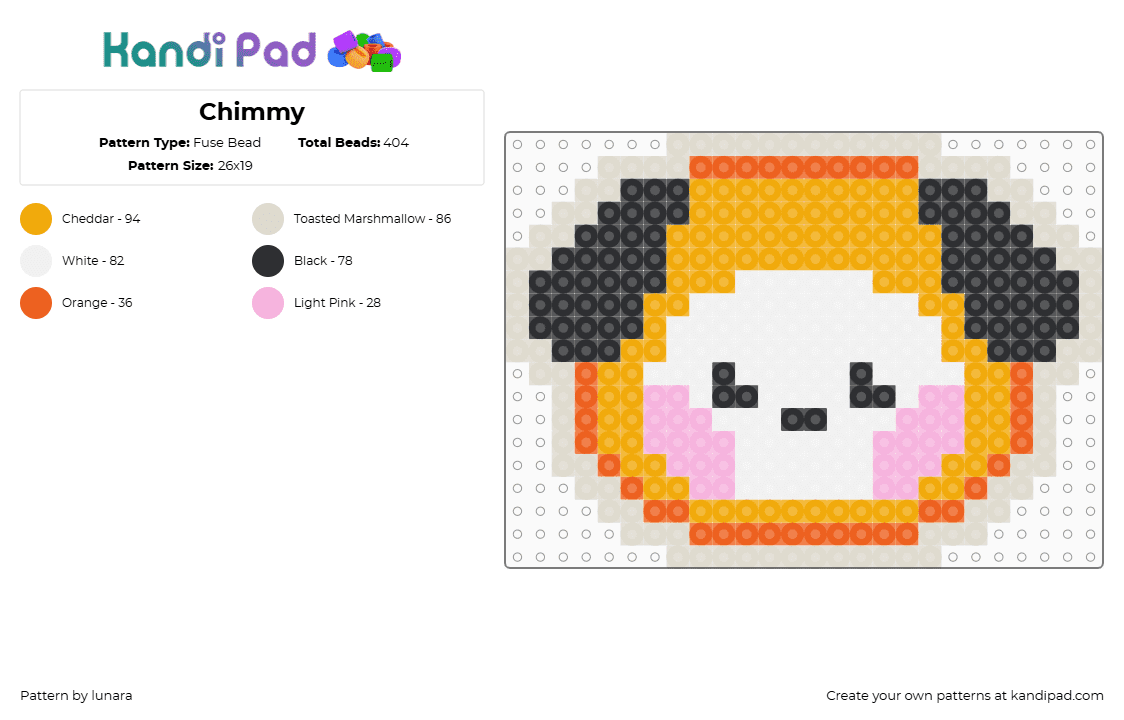 Chimmy - Fuse Bead Pattern by lunara on Kandi Pad - orange,beige