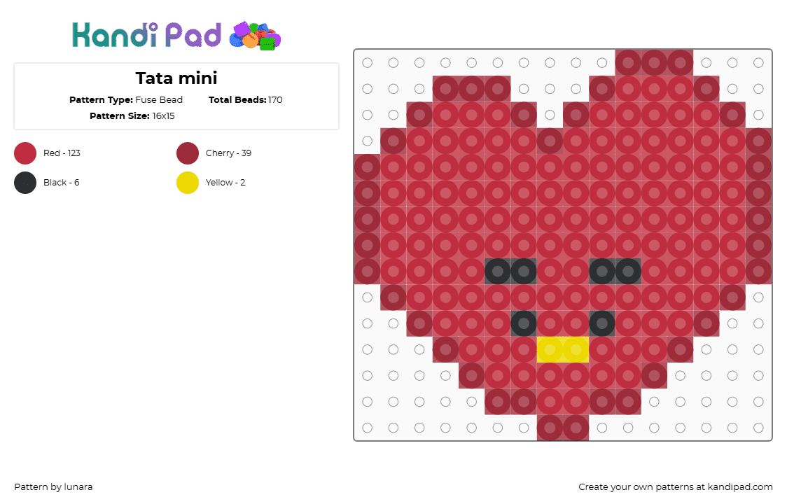 Tata mini - Fuse Bead Pattern by lunara on Kandi Pad - red