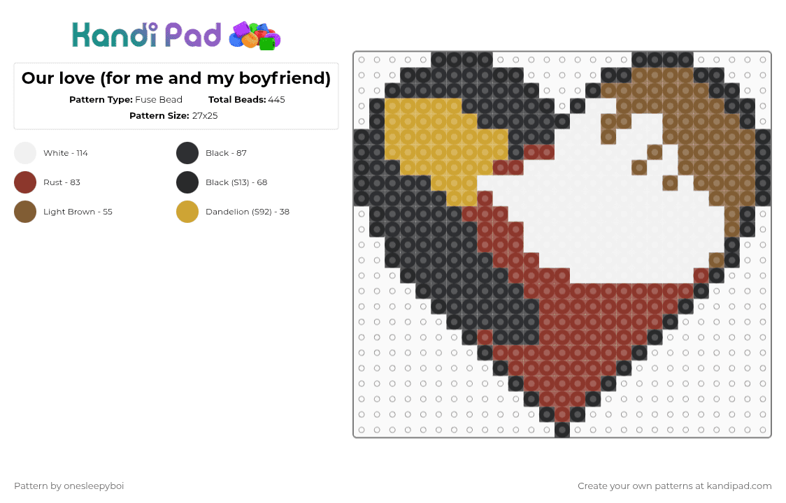 Our love (for me and my boyfriend) - Fuse Bead Pattern by onesleepyboi on Kandi Pad - red