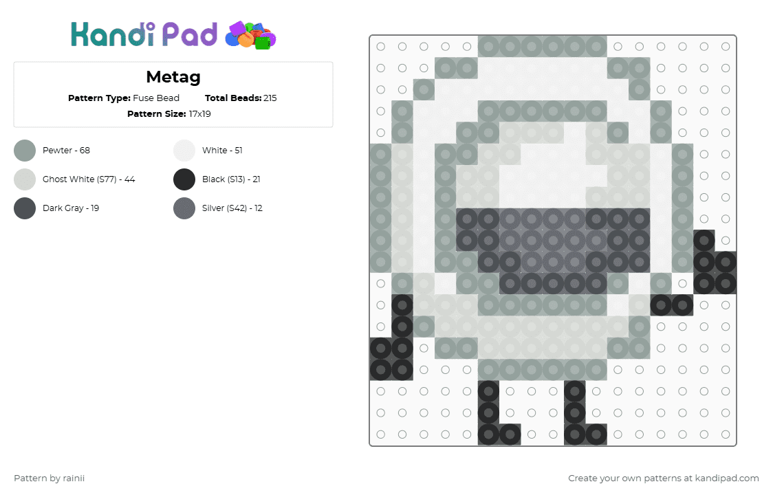 Metag - Fuse Bead Pattern by rainii on Kandi Pad - gray,white,metag,ii,iiiv,ii metag,osc,object shows