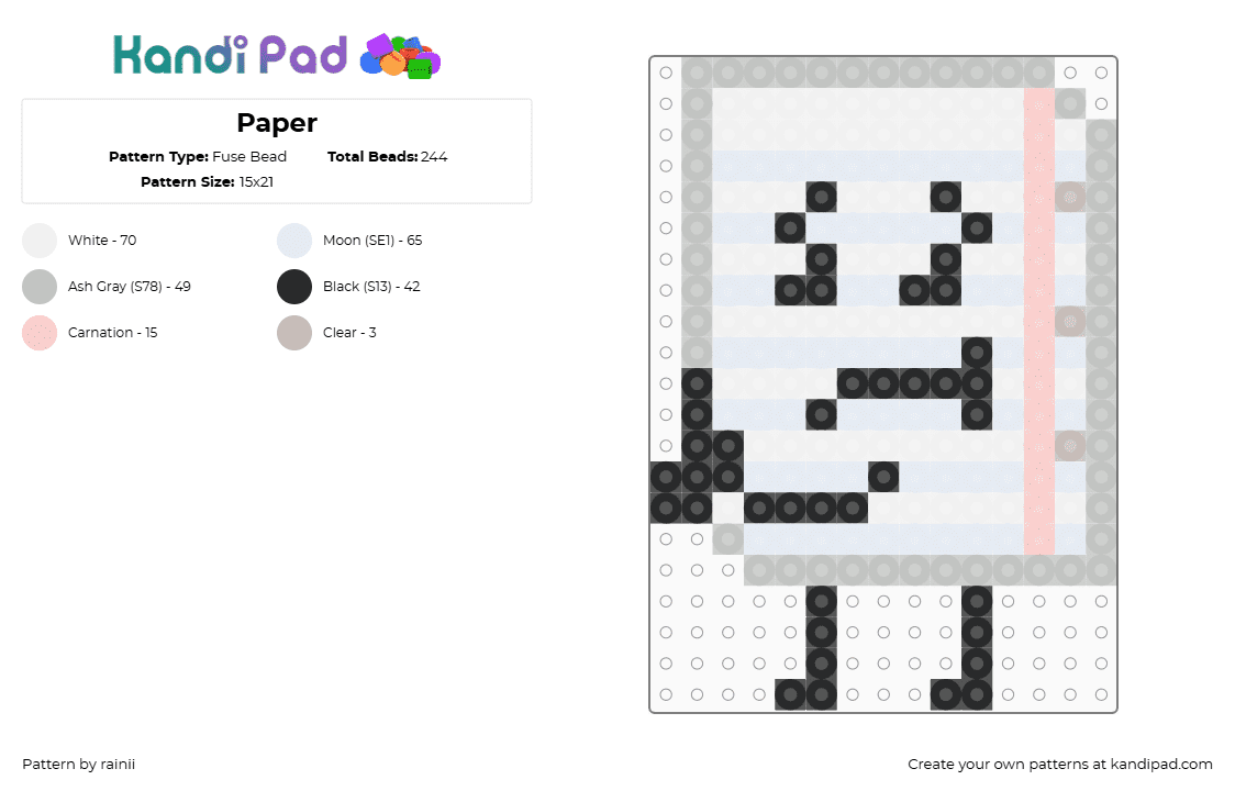 Paper - Fuse Bead Pattern by rainii on Kandi Pad - beige,white,ii,ii16,inanimate insanity,paper,ii paper,osc,object shows