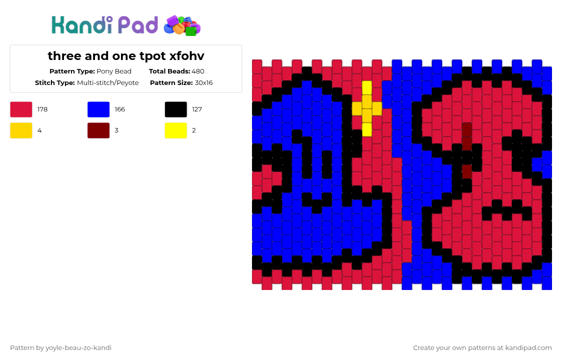 three and one tpot xfohv - Pony Bead Pattern by yoyle-beau-zo-kandi on Kandi Pad - purple,red,tpot,xfohv,three,one