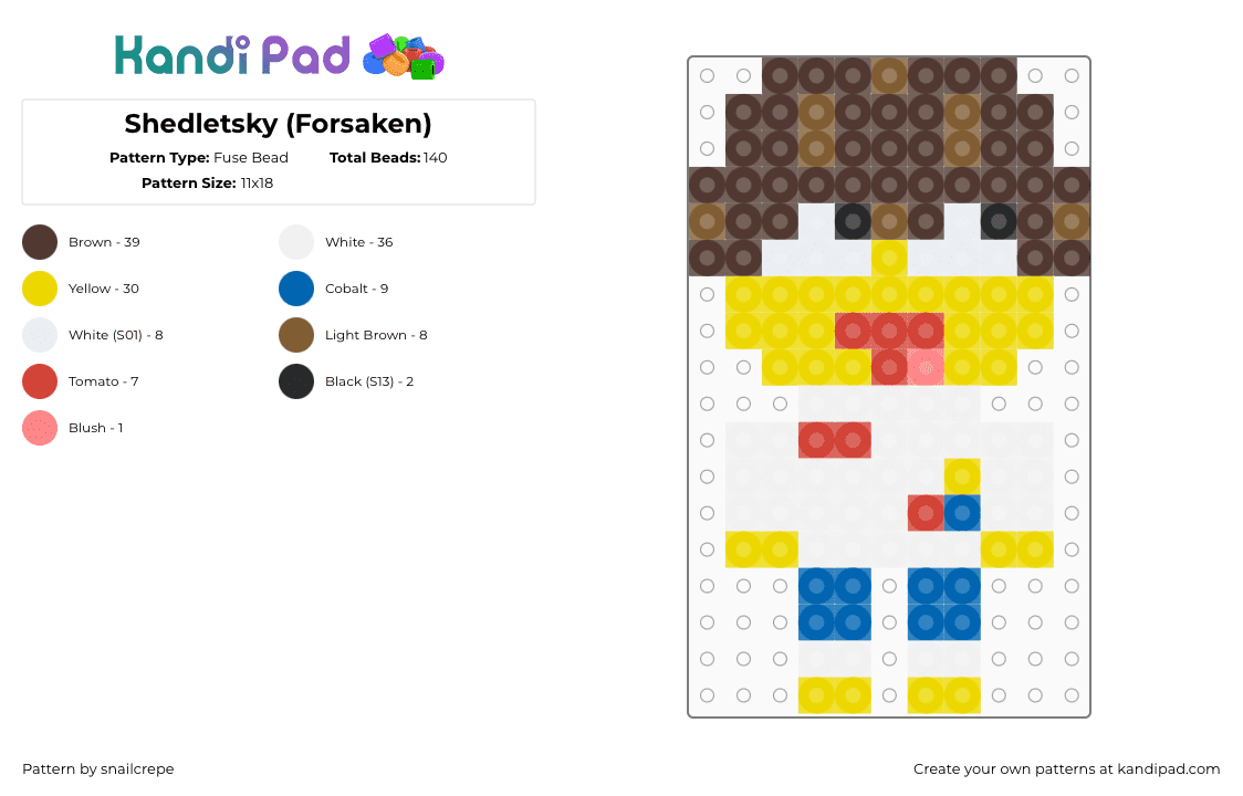 Shedletsky (Forsaken) - Fuse Bead Pattern by snailcrepe on Kandi Pad - yellow,brown
