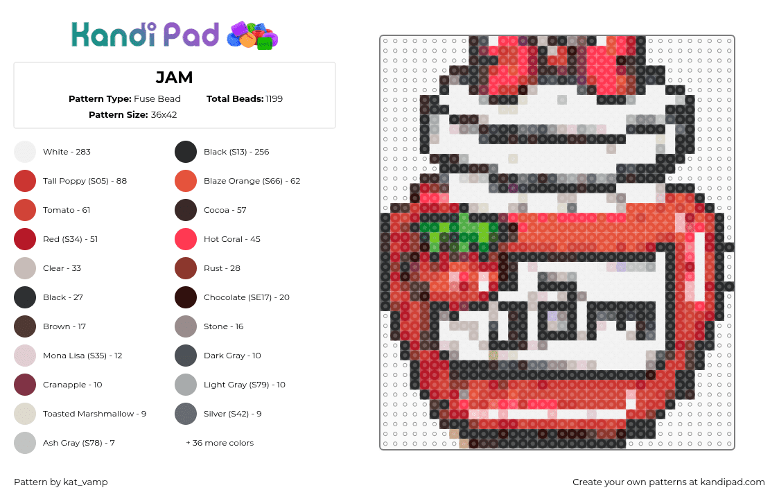 JAM - Fuse Bead Pattern by kat_vamp on Kandi Pad - brown,gray,red,beige