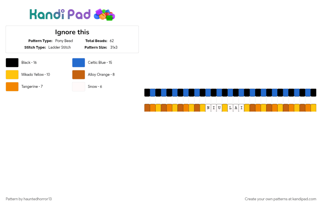 Ignore this - Pony Bead Pattern by hauntedhorror13 on Kandi Pad - blue, orange