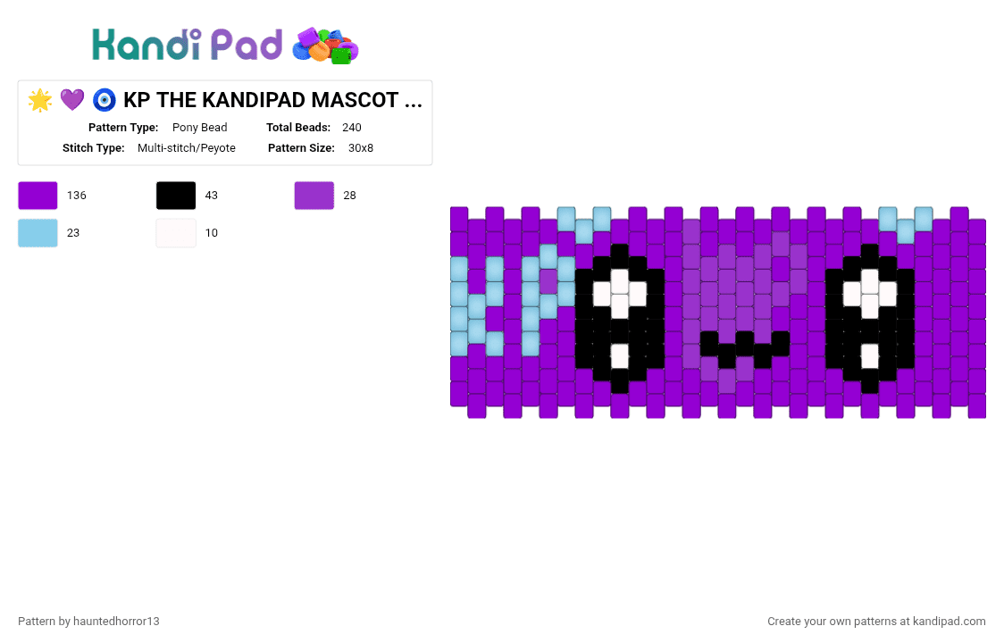 🌟 💜 🧿 KP THE KANDIPAD MASCOT 🧿 💜 🌟 - Pony Bead Pattern by hauntedhorror13 on Kandi Pad - purple,cotdkandipad