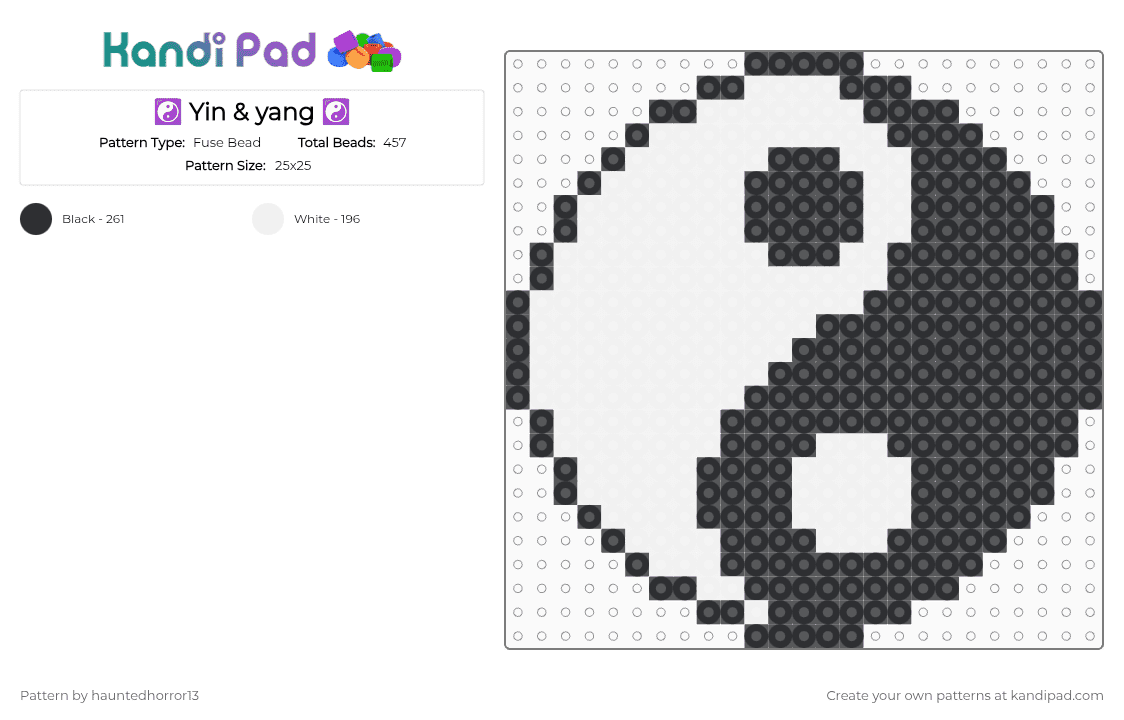 ☯️ Yin & yang ☯️ - Fuse Bead Pattern by hauntedhorror13 on Kandi Pad - black,white,cotdzen