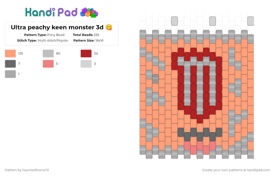 Ultra peachy keen monster 3d 😋 - Pony Bead Pattern by hauntedhorror13 on Kandi Pad - orange,beige,monster,energy drink,peach