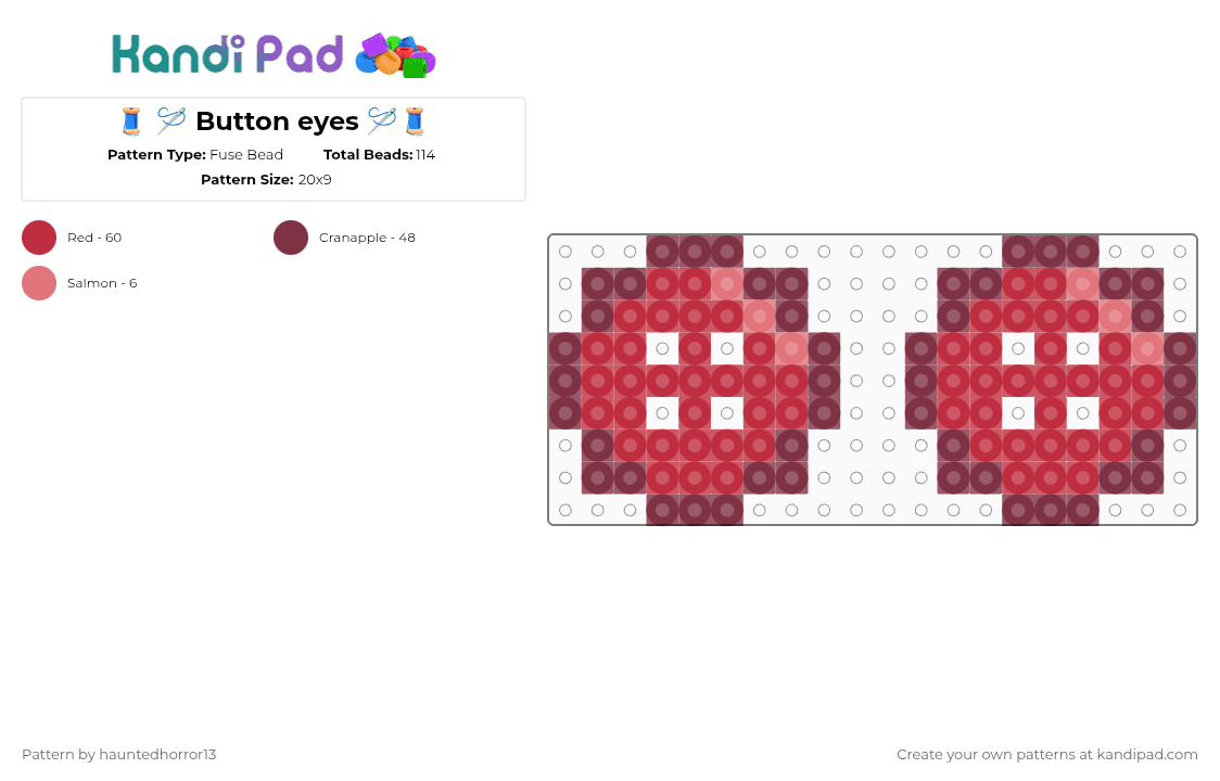 🧵 🪡 Button eyes 🪡🧵 - Fuse Bead Pattern by hauntedhorror13 on Kandi Pad - brown,red,coraline,movie,buttons