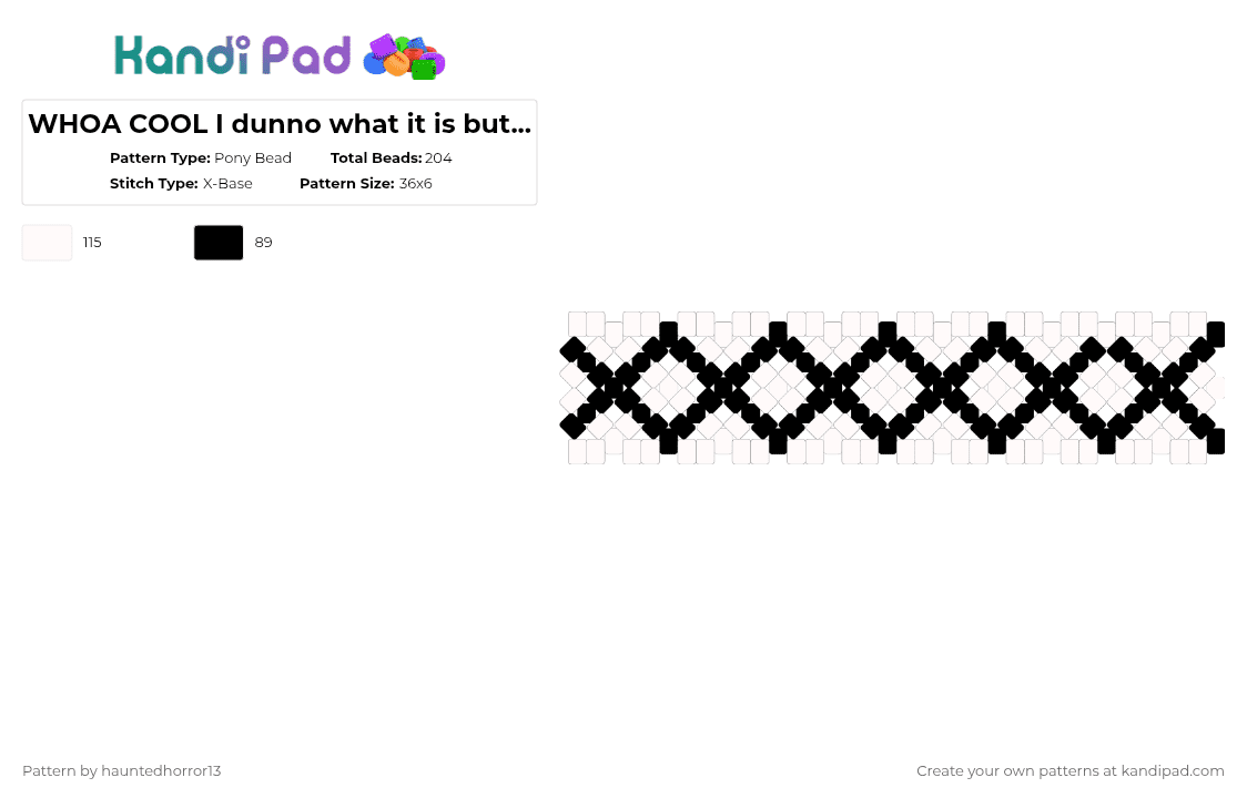 WHOA COOL I dunno what it is but ITS COOL - Pony Bead Pattern by hauntedhorror13 on Kandi Pad - black, random, white