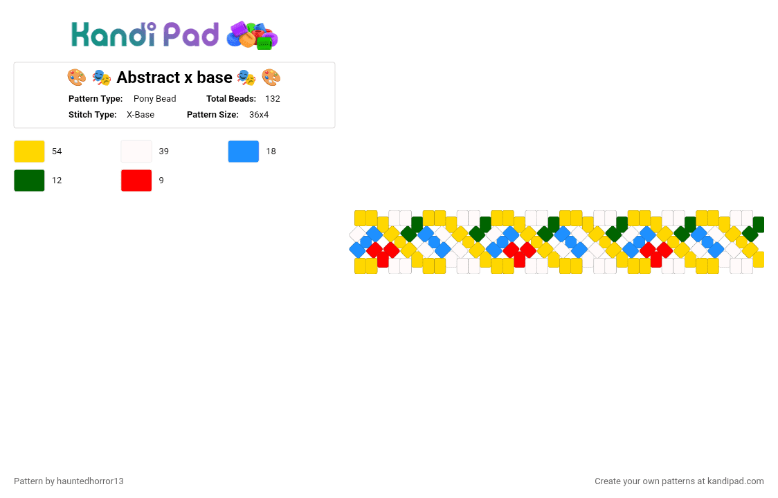 🎨 🎭 Abstract x base 🎭 🎨 - Pony Bead Pattern by hauntedhorror13 on Kandi Pad - cotdartdeco, yellow