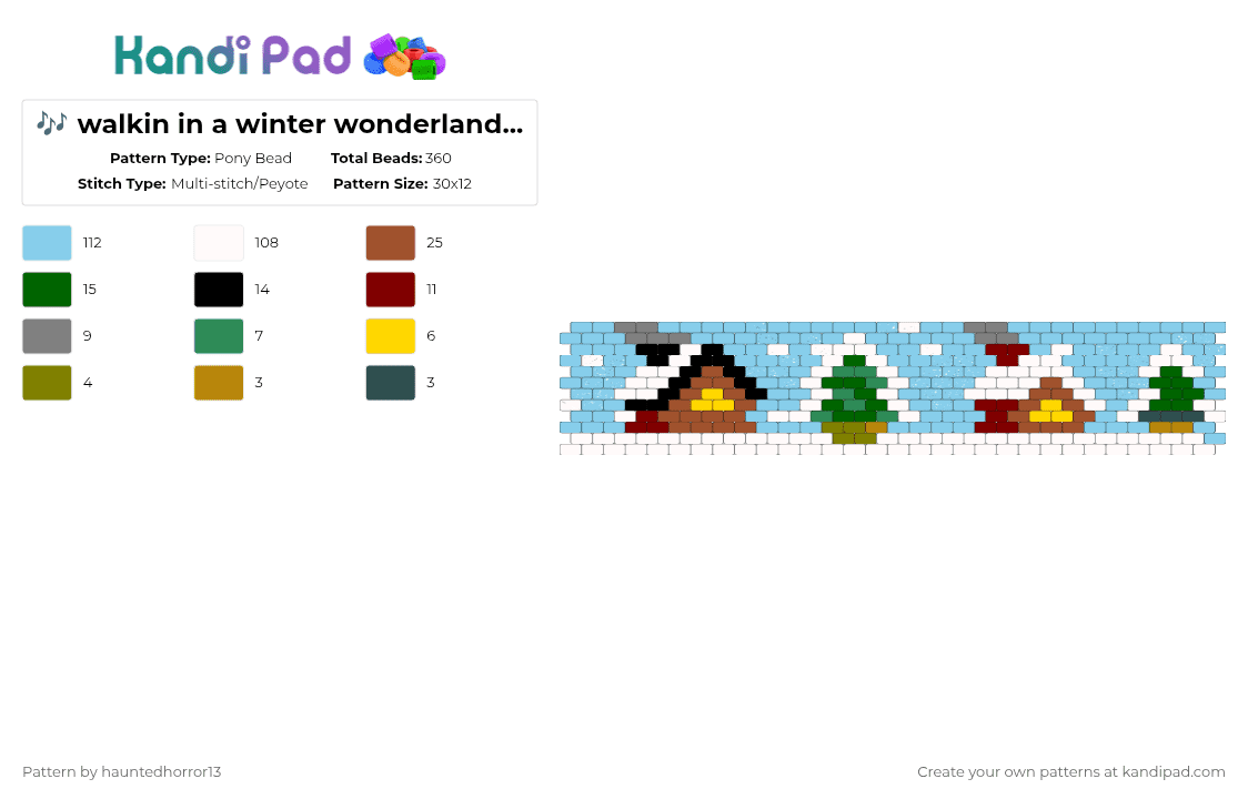 🎶 walkin in a winter wonderland ❄️ 🎶 - Pony Bead Pattern by hauntedhorror13 on Kandi Pad - light blue,cotdwinterwonderland,snow,village