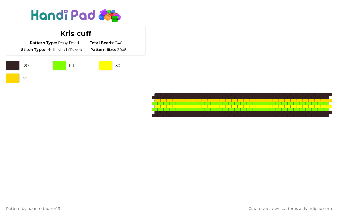 Kris cuff - Pony Bead Pattern by hauntedhorror13 on Kandi Pad - brown,kris,deltarune