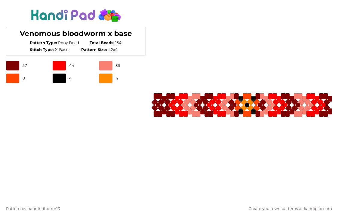 Venomous bloodworm x base - Pony Bead Pattern by hauntedhorror13 on Kandi Pad - brown,red,cotdworms