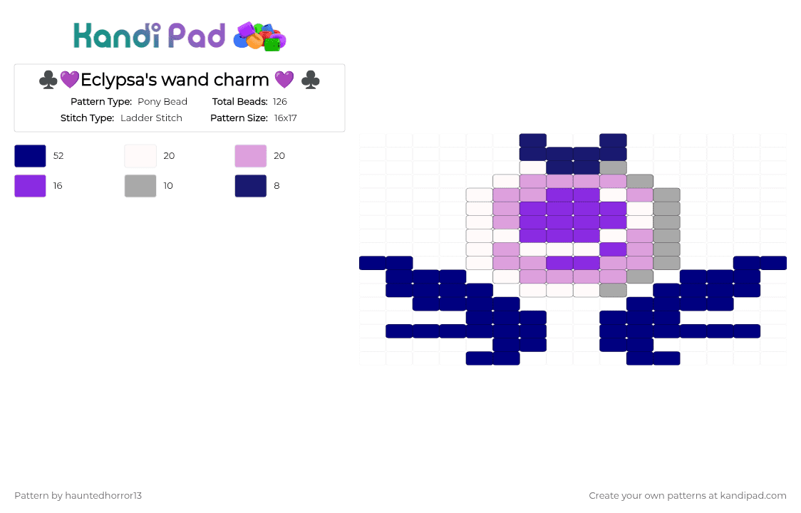 ♣️💜Eclypsa\'s wand charm 💜 ♣️ - Pony Bead Pattern by hauntedhorror13 on Kandi Pad - purple