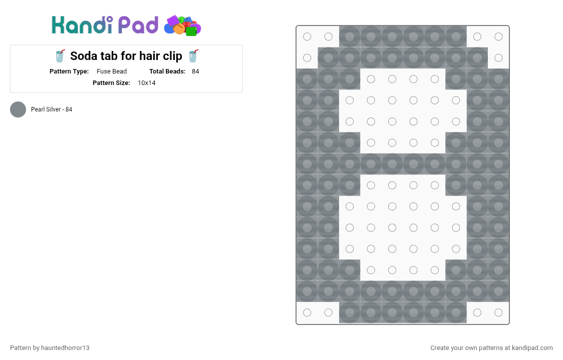 🥤 Soda tab for hair clip 🥤 - Fuse Bead Pattern by hauntedhorror13 on Kandi Pad - gray