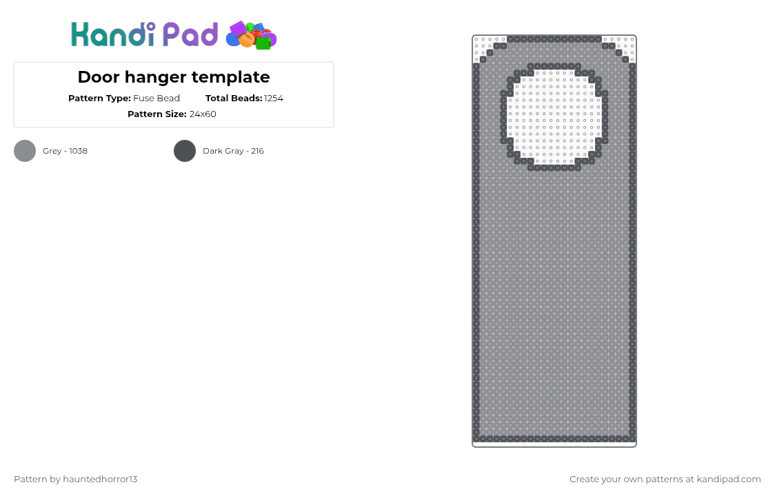 Door hanger template - Fuse Bead Pattern by hauntedhorror13 on Kandi Pad - gray
